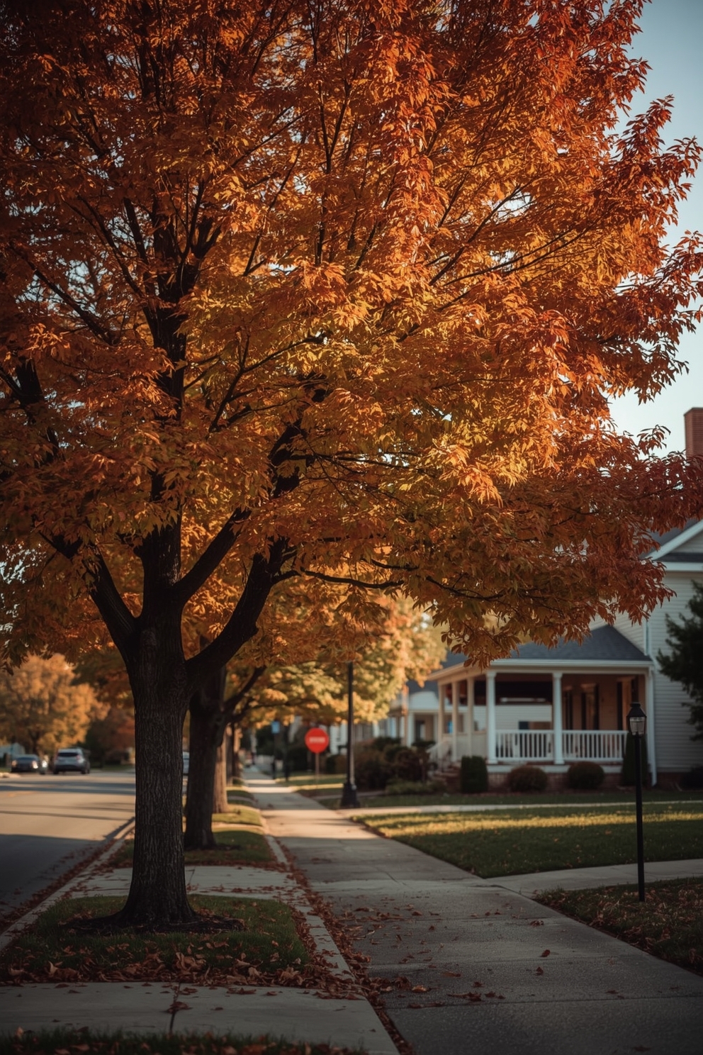 Maple street in autumn